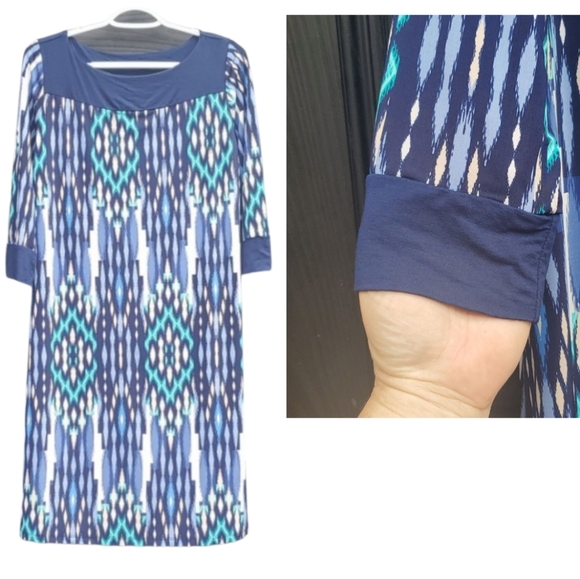 Gilli Geo Diamond Pattern Lightweight Stretchy Dress L  SeeFlaw - Picture 1 of 17